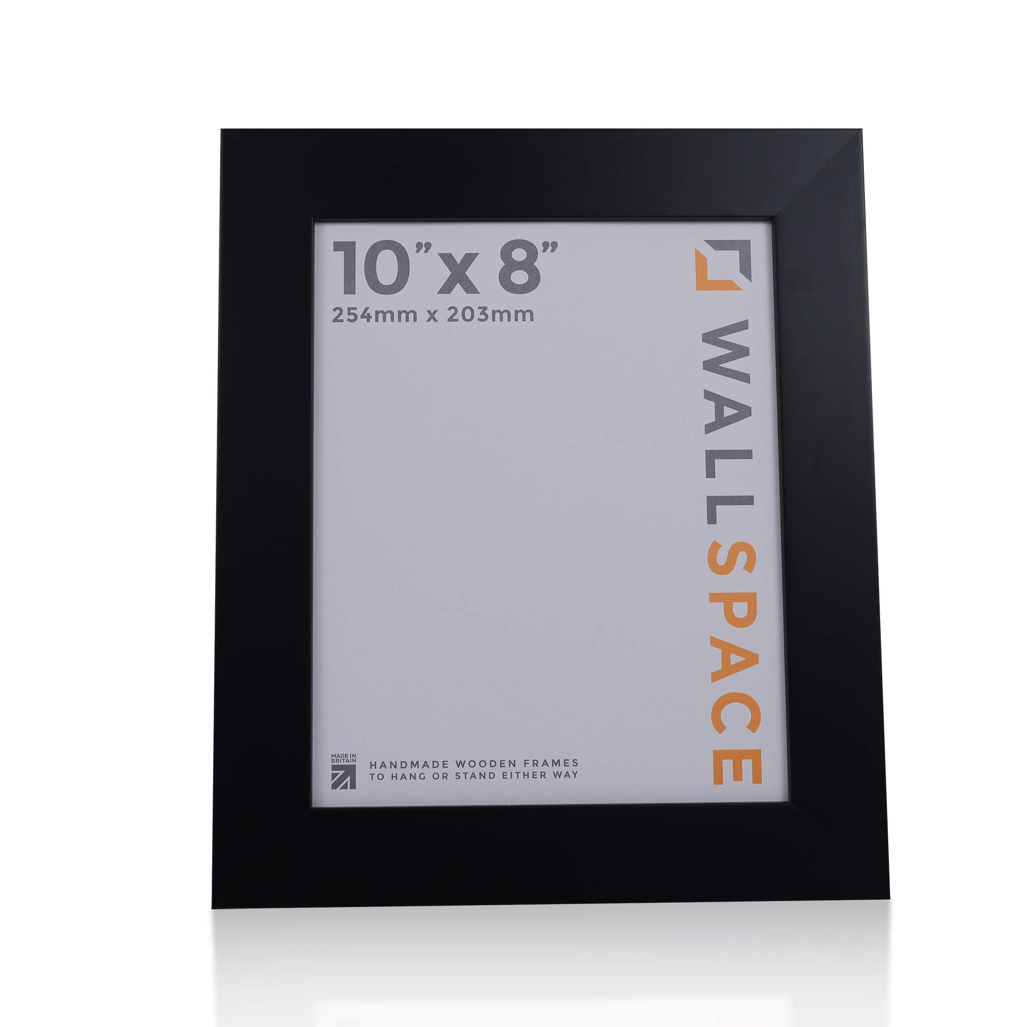 Wall Space Wide 10x8 Black Picture Frame | Black 8x10 Photo Frame | 10 x 8 inch | 254x203mm | 25.4x20.3cm | Solid Wood Wooden with Real Glass | Handmade in UK — image 1