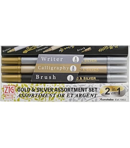 Amazon.com: Kuretake Zig Gold and Silver pens Assortment Set