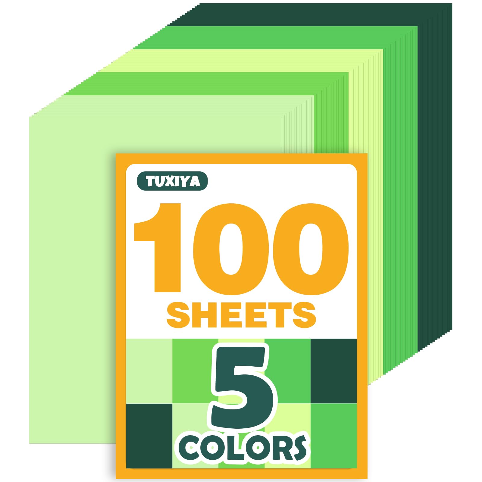 Photo 1 of 100 Sheets 8.5" X 11" Colored Cardstock, 5 Assorted Green Colors 180GSM/65LB Construction Paper Card Stock Printer Paper for Printing,Card Making,DIY Crafts,School Supplies,Party Decorations