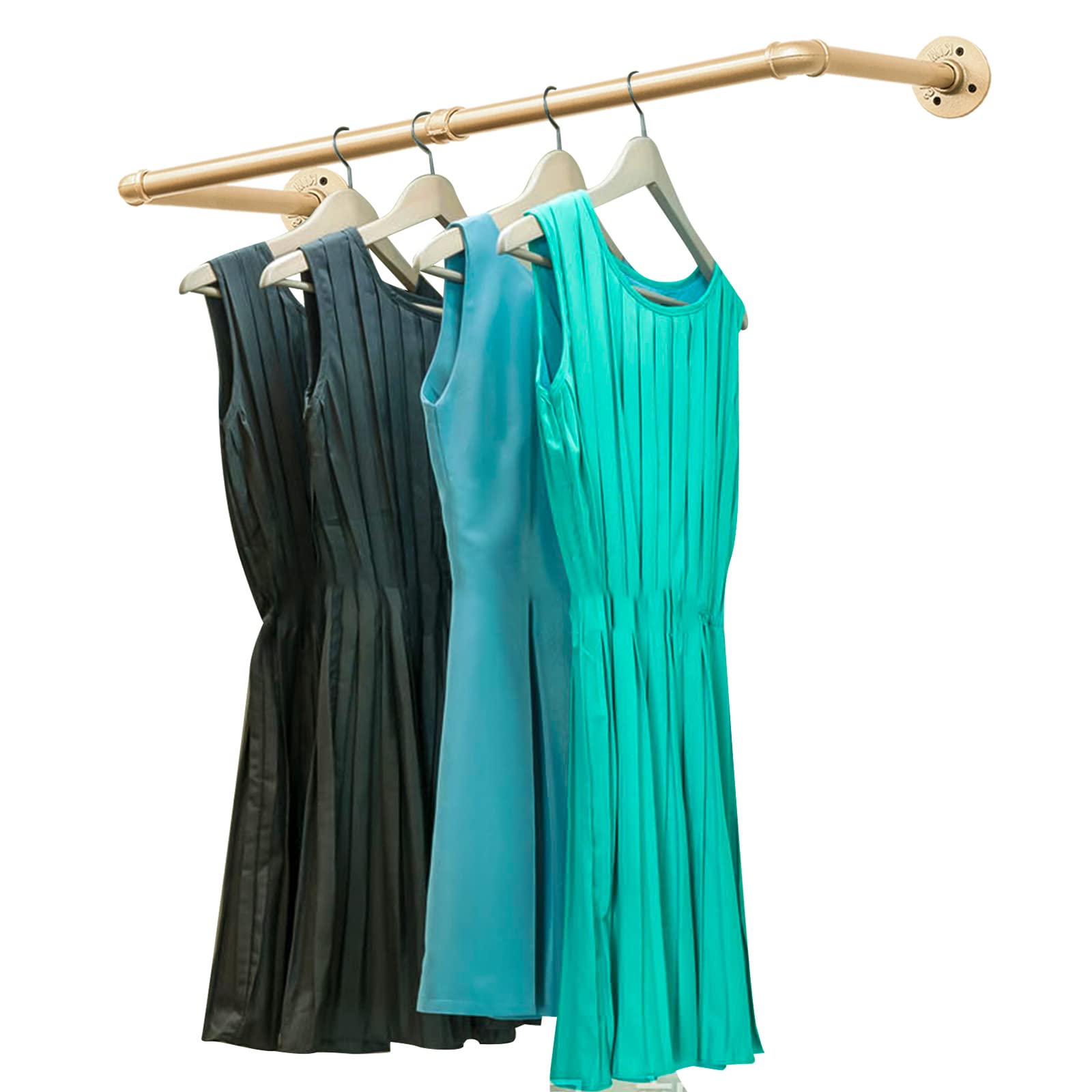 Photo 1 of Gold Wall Mount Iaundry Drying Rack - 54" Pipe Garment Rack, Portable Heavy Duty Iron Closet Hanger Rod, Modern Metal Detachable DIY Hanging Bar for Laundry Room and Closet Storage