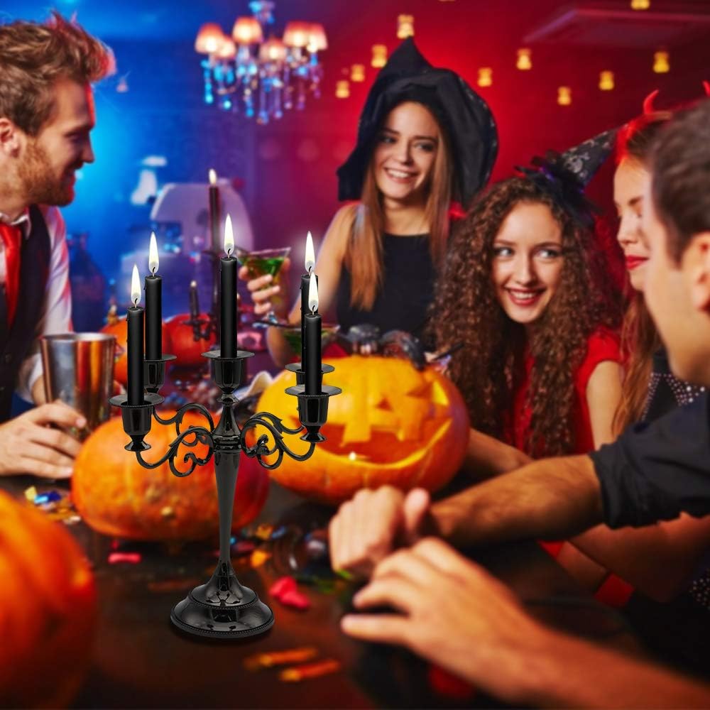 Honysky 5-Candle Metal Candelabra Candlestick Holders 10.6 inch Tall Candle Holder Wedding Event Candelabra Candle Stand (Black Candelabra): Home & Kitchen