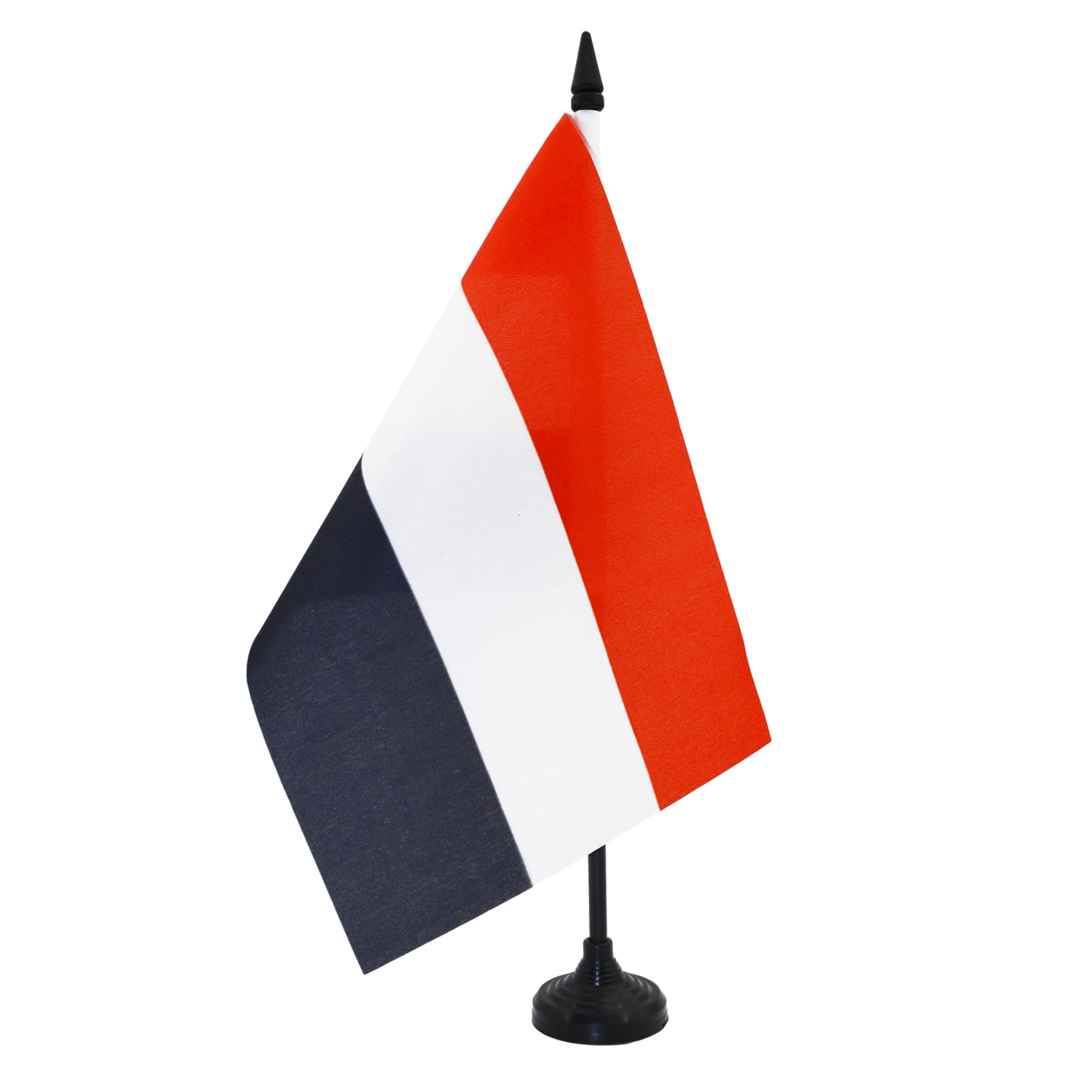 AZ FLAG Yemen Table Flag 5'' x 8'' - Yemeni Office Decoration 100% Polyester 21 x 14 cm - Mini Desk Flag with Pole and Black Plastic Base