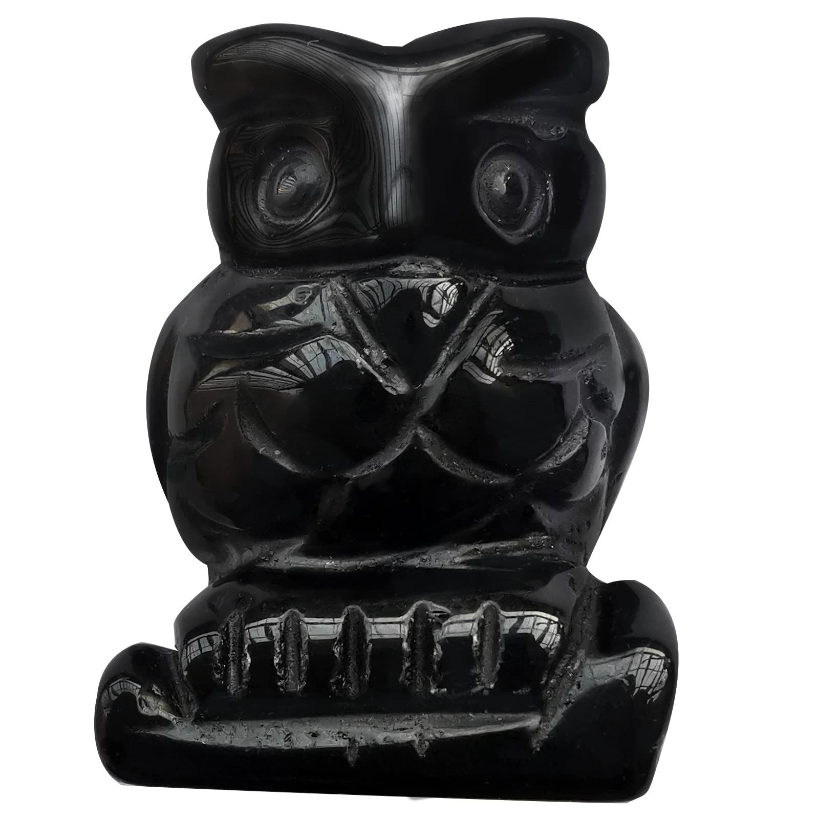 Lovionus89 Natural Black Obsidian Owl Bird Statue, Hand Carved Healing Crystal Animal Figurines Home Decoration 1.5 inches โ image 1