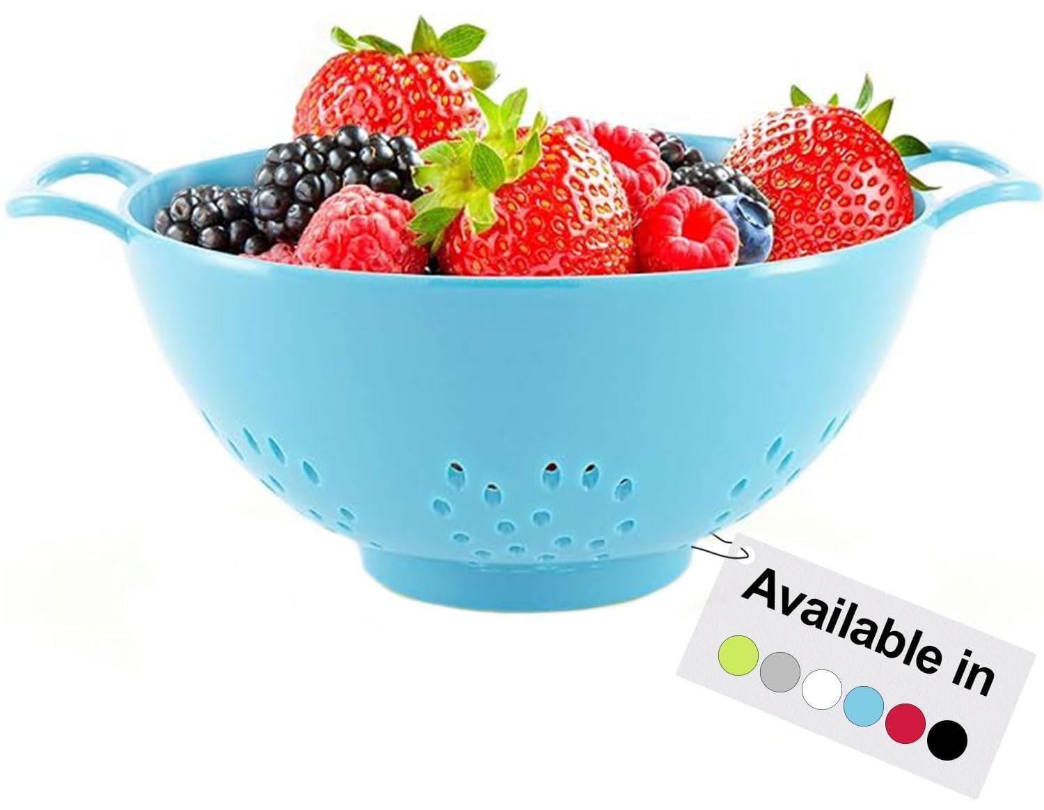 Photo 1 of Meadow Lane 6-inch Small Colander, BPA-Free, Dishwasher Safe, Double Handles, Compact Food Strainer for Berries, Veggies and Pasta, 3-Cup Capacity, Light Blue
