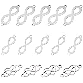 UNICRAFTALE About 18pcs 3 Styles Infinity Link Charm Stainless Steel Linking Pendants Frames Connectors Jewelry Links for Jewelry Making Stainless Steel Color,10-28mm Long