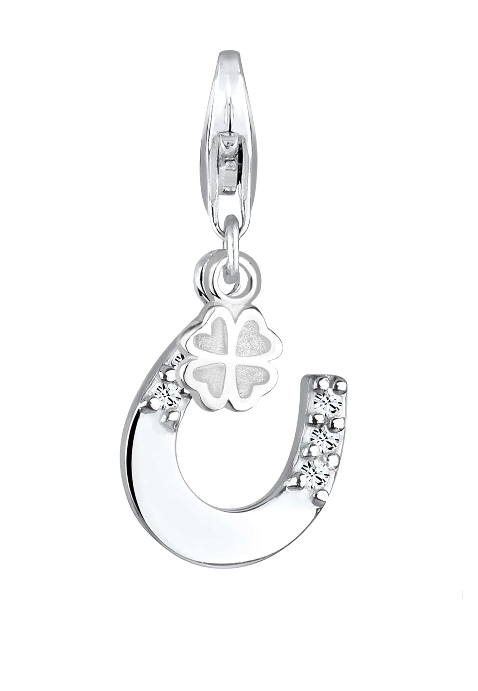 Elli Charms Horseshoe Cloverleaf Crystals 925 Sterling Silver