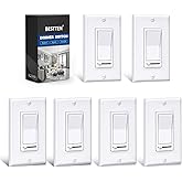 BESTTEN 6 Pack Dimmer Light Switch, LED Dimmer Switch, Single-Pole or 3-Way, for Dimmable LED, Halogen and Incandescent Bulbs, 120V, Wall Plate Included, UL Listed, White