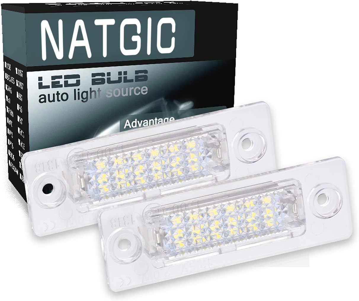 NATGIC 1 Pair Led Number License Plate Light Lamp License Plate Light CanBus Car Parking Exterior Lamp Car Parking Exterior Lamp