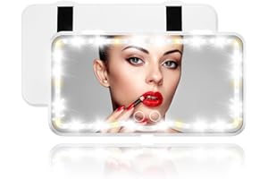 NOXOZOQM Car Visor LED Vanity Mirror, Rechargeable LED Makeup Mirror with 3 Light Modes & 62 LEDs,Car Mirror with Dimmable Touch Screen, Rear View Sun-Shading Travel Cosmetic Mirror for Car (White, 1 Pack)