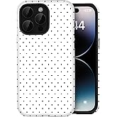 Amzfield Compatible with iPhone 13 Pro Case Cute Polka Dot Aesthetic Retro Design for Women Girls Fall Simple Chic Girly Pretty Dual Layer Hybrid Protection Elegant Case for iPhone 13 Pro-White