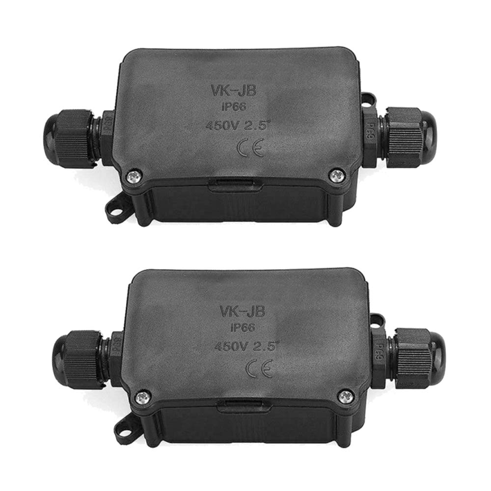 2Pcs Waterproof Junction Box Electrical Junction Boxes Outdoor 2 Way Waterproof Cable Connector