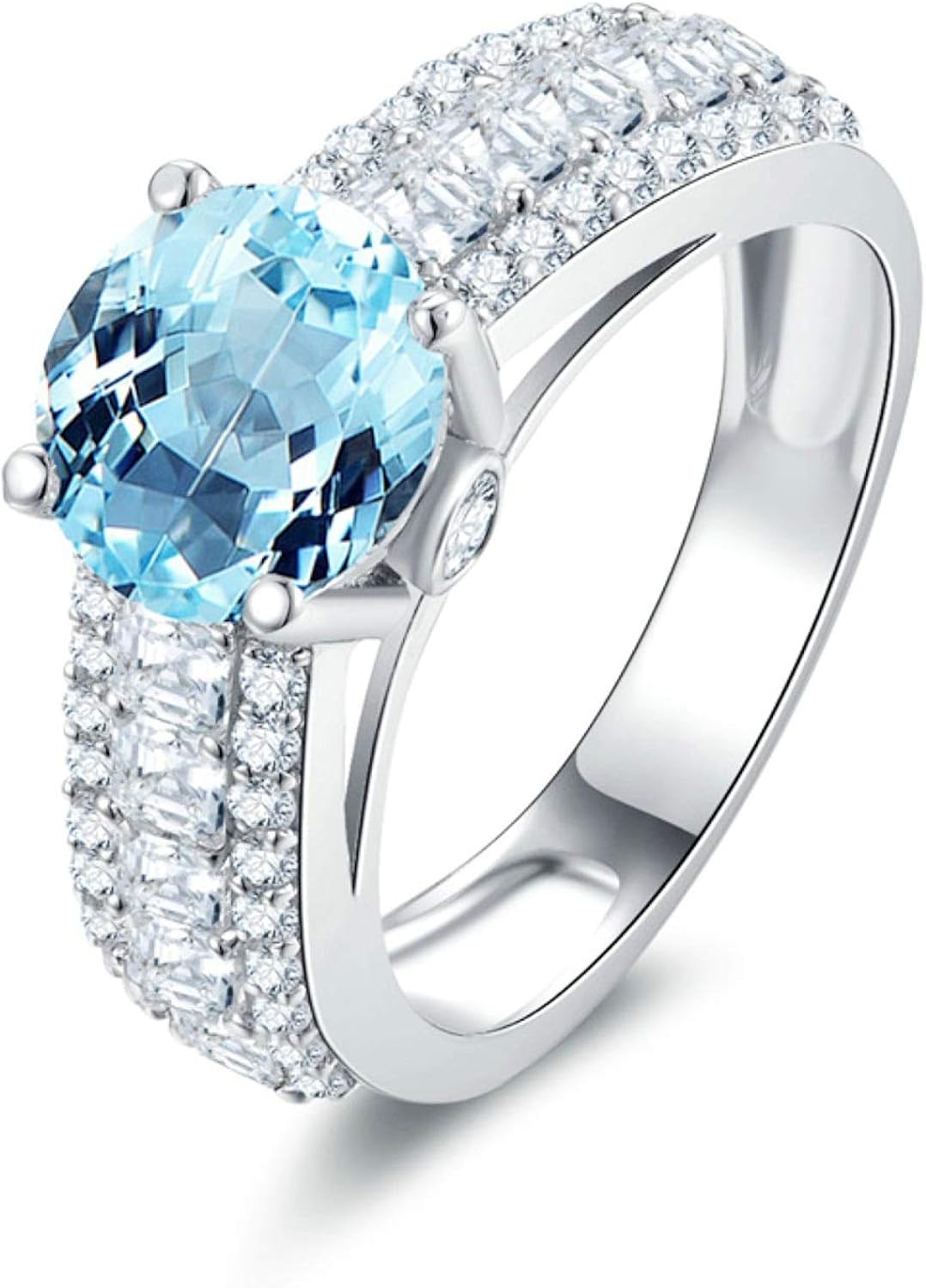 Gnzoe Jewelry-Women Ring 925 Sterling Silverengagement Rings Blue Created-Topaz December Birthstone