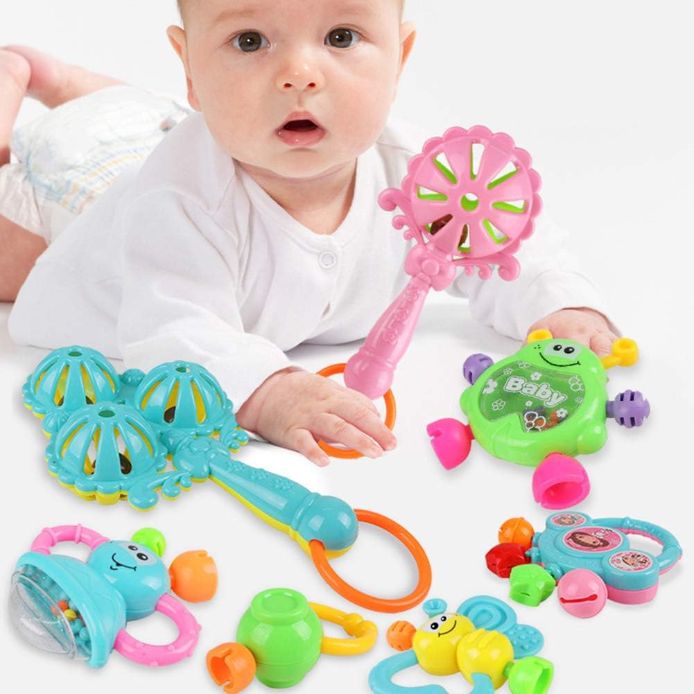 Shuohu Animal Shape Shake Hand Bell Musical Rattle of 7Pieces for Newborn Baby Toddlers 7pcs