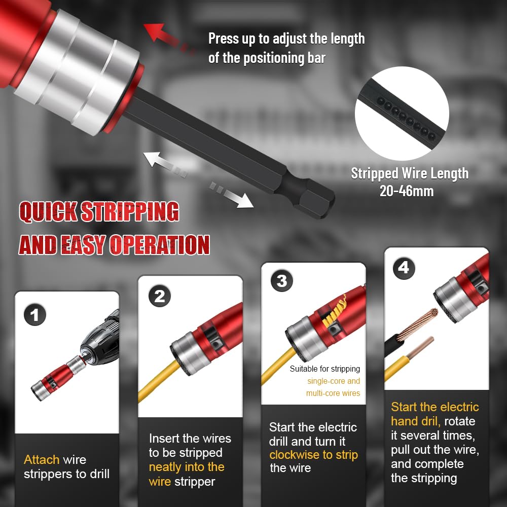 Wire Stripper for Drill,Wire Stripping and Twisting Tool for 6/8/10/12/14AWG,Portable Wire Nut Twister for Power Drill,Cable Quick Twister Tool and Connector（8pcs）