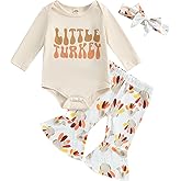 wybzd Thanksgiving Baby Girl Outfit Little Turkey Long Sleeve Romper Bodysuit Pants Set Newborn Infant Fall Winter Clothes