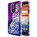 LG Stylo 4 Case, LG Stylo 4 Plus Case, LG Q Stylus w/[Full Cover Tempered Glass Screen Protector], NageBee Glitter Liquid Waterfall Flowing Sparkle Shiny Diamond Girls Cute Case -Purple/Blue