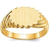 JewelryWeb 14k Yellow Gold Solid Satin Polished Signet Ring Size 6 Ring for Women