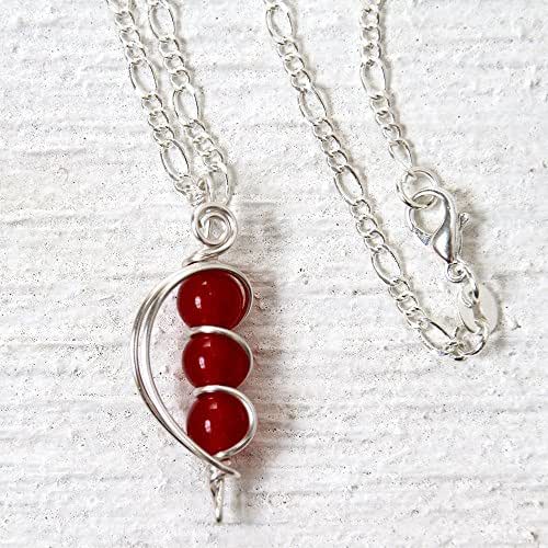 Amazon.com: Handmade Red Jade Necklace - 16" Sterling Silver Chain