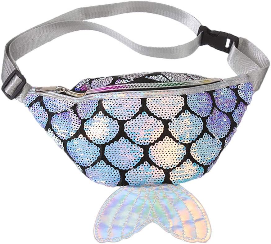 Hihey Belt Bag Hip Bags Mermaid Bags Glitter Sport Bumbag Outdoor Crossbody Bags for Girls