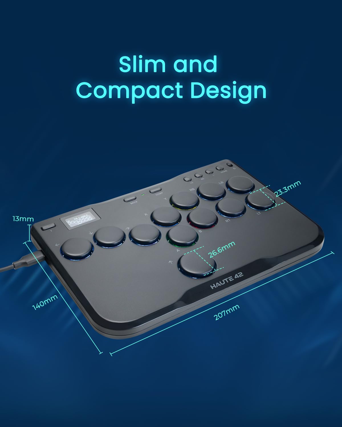 JZW-Shop Haute42 Arcade Stick P12, All-Button Arcade Controller for Switch, PC, PS4, PS3, Steam Deck, Arcade Fight Stick with Turbo & Custom RGB, Supports Hot-Swap & SOCD (P12)