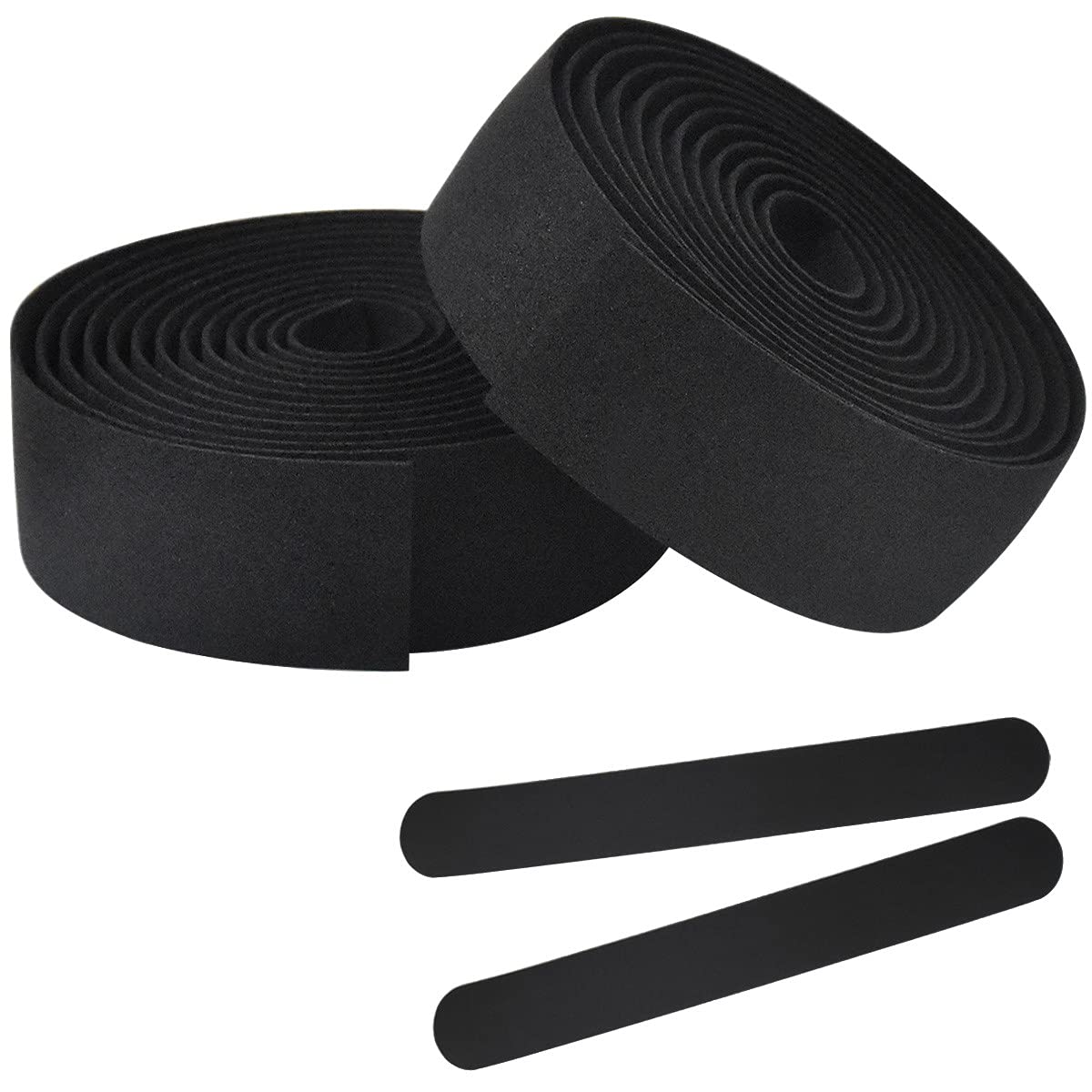Chstarina Bicycle Handlebar Tape, Road Bike Handle Straps Durable Self-Adhesive Strips Non Slip Shock Absorber Handle Bar Tape for Road Bike with Ending Tape and Handlebar Plugs (Black)