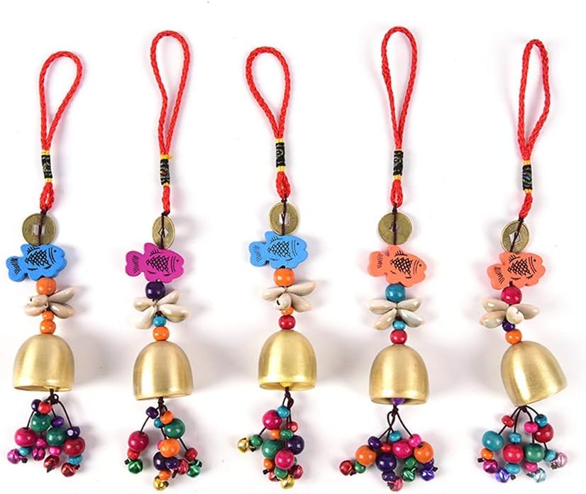 Copper Windchimes Bells Pentagon Pavilion Money Drawing Home Car Crafts Hanging Decor Feng Shui Wind Chimes