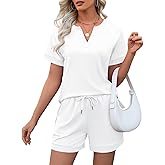 LOMON Womens Two Piece Sets Summer Lounge Sets Sweatsuit Shorts Set Casual Matching Sets