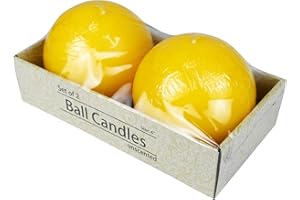 Zest Candle 2-Piece Ball Candles, 4-Inch, Yellow