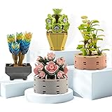 PinkBee Bonsai Tree Succulent Flower Building Block Set 4PCS Cute Pot Plants Toys Kit Valentines Mothers Day Love Romantic Gi