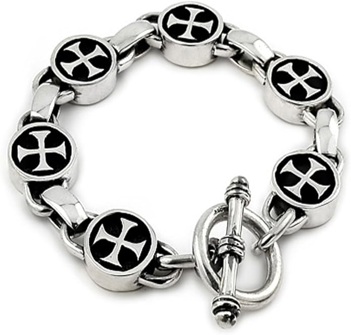 Reversable Knights Templar Cross Silver Bracelet Jewelry
