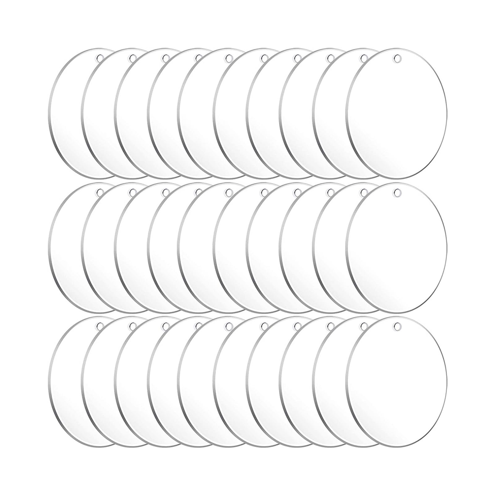 Leliafleury 30Pcs 2.5 Inch Clear Acrylic Sheets Round Acrylic Panels Circle Sheets Acrylic Discs with Hole Transparent Acrylic Plates for Picture Painting DIY Crafts Display Projects