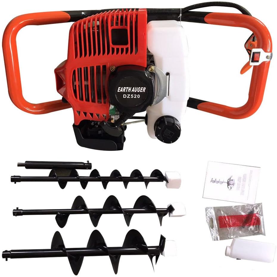 Fence Earth Auger, Petrol Borer 52cc 2stroke Post Hole Digger+Drill