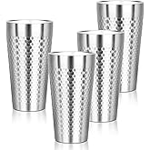 Offiper Metal Cup, 19 oz Insulated Tumbler, 4 Pack Double Wall Unbreakable Stackable Water Tumblers Premium Insulated Stainless Steel Cups Drinking Glasses for Home Travel Camping Outdoor