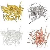 Baosity 200 Pieces 4 Colors Copper Engraved Curved Tube Noodle Spacer Loose Beads Jewelry Making Findings for Beading Jewelry 25mm