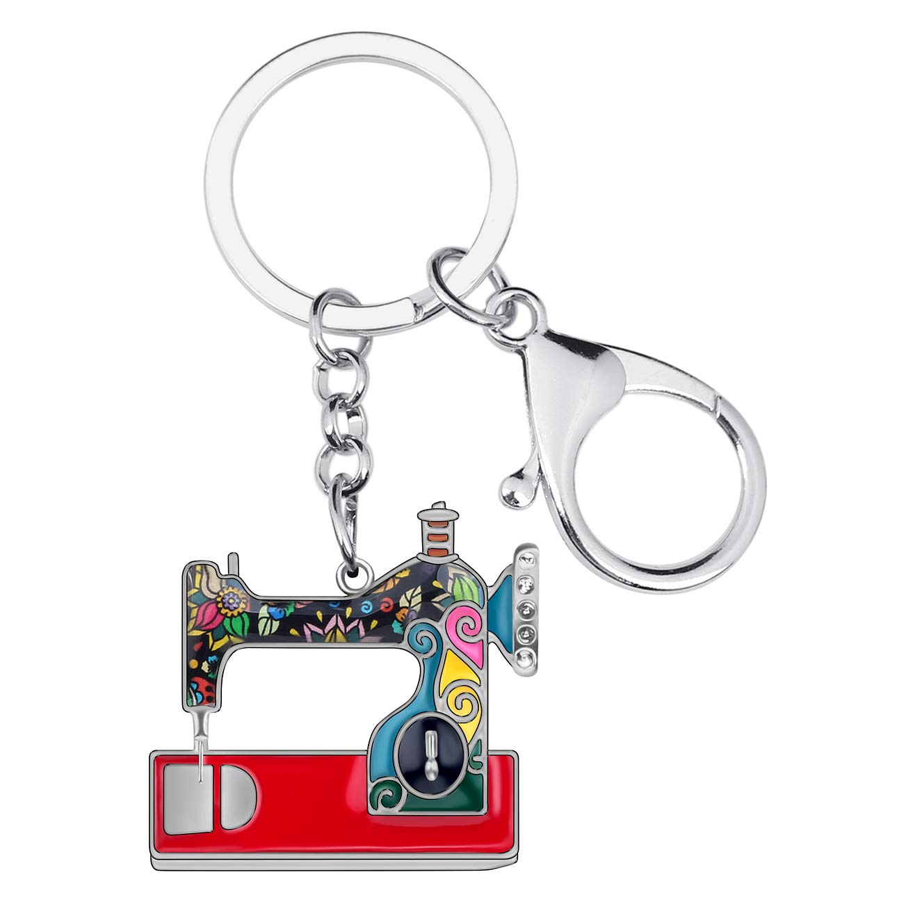 Enamel Metal Novelty Sewing Machine Key Chains For Women Girl Gift Car Purse bag Rings Charms (Multicoloured) — image 1