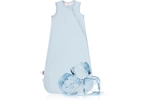 OKAYINN BubblePanda Cooling Summer Sleep Sack 0.5 Tog 6-12 Months Q-Max 0.3 Soft Lightweight Sleep Sack Transition Baby Wearable Blanket Baby Cooling Blanket for Hot Sleeper Night Sweats 2-Way Zipper