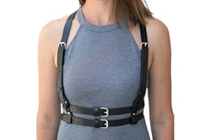 Bodiy Punk Waist Harness Belt Fashion Body Chain Black Goth Rave Adjustable Body Jewelry for Women