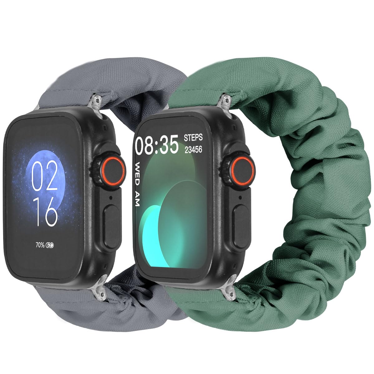 Meideli 2 pack Compatible with Apple Watch Scrunchie Strap 40/44mm 41/45mm 42/46mm for Girls Soft Printed Elastic Solo Loop Straps Compatible with iwatch Series 10/9/8/7/6/5/4/SE