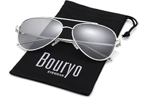Bouryo Kids Polarized Aviator Sunglasses for Boys Girls Juniors and Youth Age 5-18