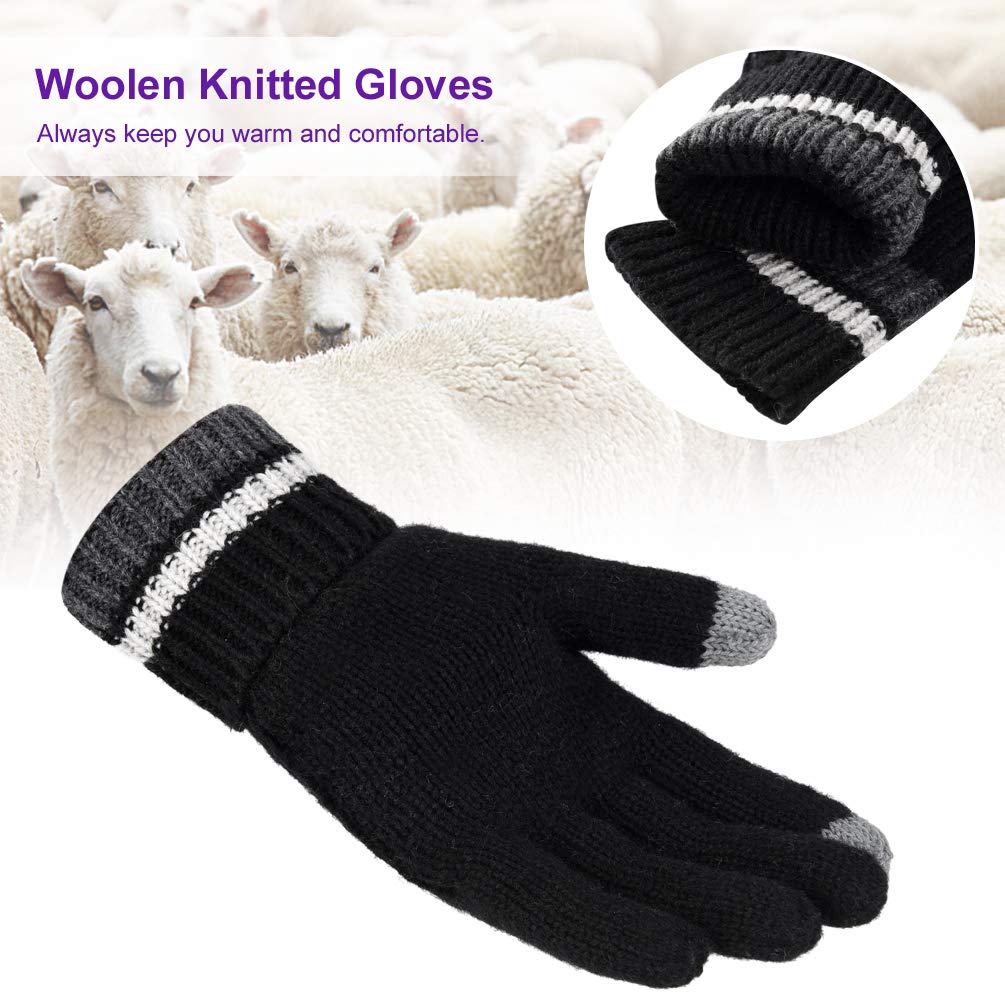 Vbiger Damen Winter Handschuhe Stilvolle Strickhandschuhe Kreative Touchscreen Handschuhe Warme Wollhandschuhe mit Verstellbare Manschette