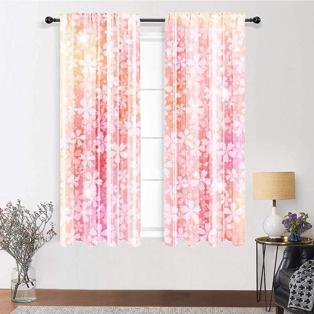 Bedroom Curtains Light Pink for Gathering Room Hazy Floral