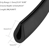 TA-VIGOR Black PVC U Seal Edge Trim Protector 1-2mm Edge 3 Meter Length view 2