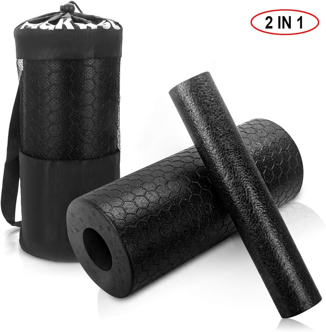 Adkwse 2-in-1 Foam Rollers with Storage Bags Extra Firm High Density Exercise Yoga Roller for Physical Therapy & Exercise, Back Stretching, Muscles Deep Tissue Massage: Health & Personal Care