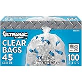 Ultrasac - Recycling Bag, 45 Gallon, 1.1 Mil, 40"x46", Clear, 100 Count w/Ties