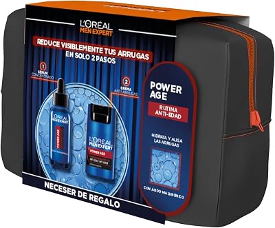 L'oreal paris men expert power age pacote de rotina antienvelhecimento de ácido hialurônico para homens com soro concentrado + creme antirrugas
