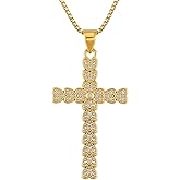 NFINITYRE Cross Necklace for Women, 18K Gold Plated Trendy Cross Charm Necklace Jewelry Gifts for Women,Faith Cross Jewelry First Communion Necklace