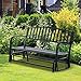 Outsunny Outdoor Glider Bench, Glider Bench for Outside Patio with Armrests, Slatted Seat & Backrest, Loveseat with Power Coated Steel Frame, Black