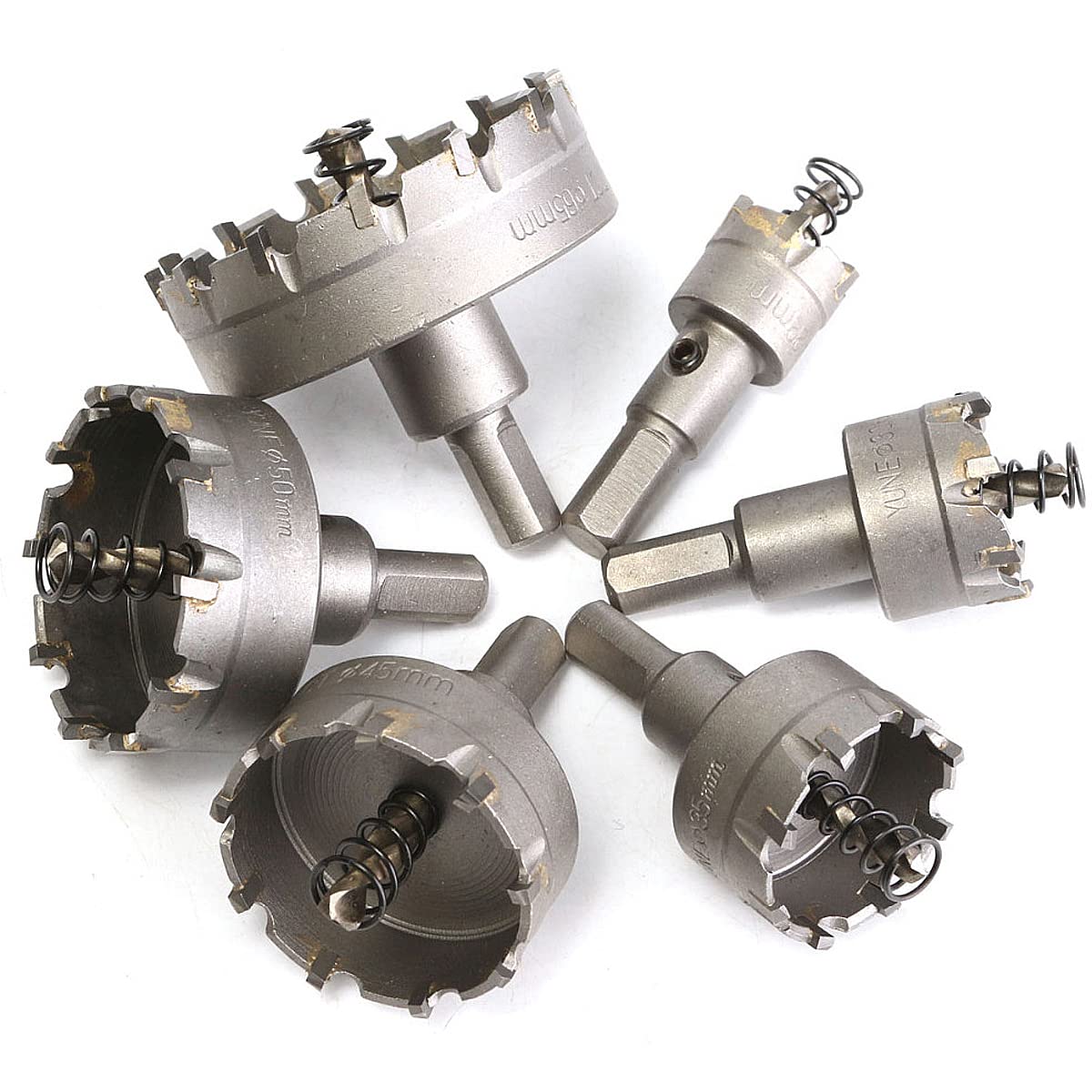 SagaSave Carbide Hole Cutter Set,Long Life Hole Saw Kit for Hard Metal,6-Piece(22mm 30mm 35mm 45mm 50mm 65mm)