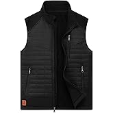 Vcansion Men's Lightweight Fleece Lined Puffer Vest Softshell Outerwear Sleeveless Jacket for Hiking Travel Golf