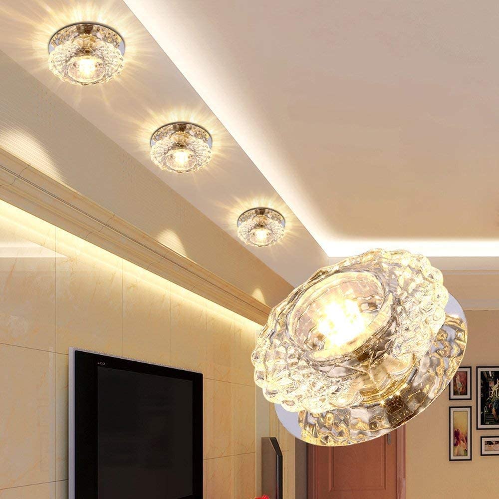 LED Ceiling Light, Crystal Glass Lamp, Lighting, Wall Light, Warm White